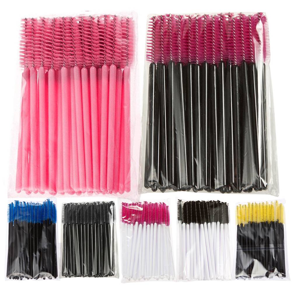 Set of 50 Disposable Micro Eyelash Brushes Eyelash Brushes a4a8fbf9f14b58bf488819: Black|Black Blue|Black Red|Black Yellow|Pink|White Black|White Rosy